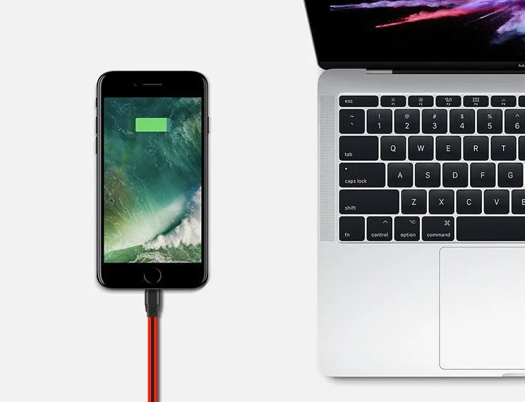 1m fast charging data cable with Micro USB, 8PIN, and Type-C options in red or white