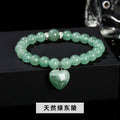 Handmade geometric crystal love pendant bracelet with natural tiger's eye, aventurine, and white jade beads