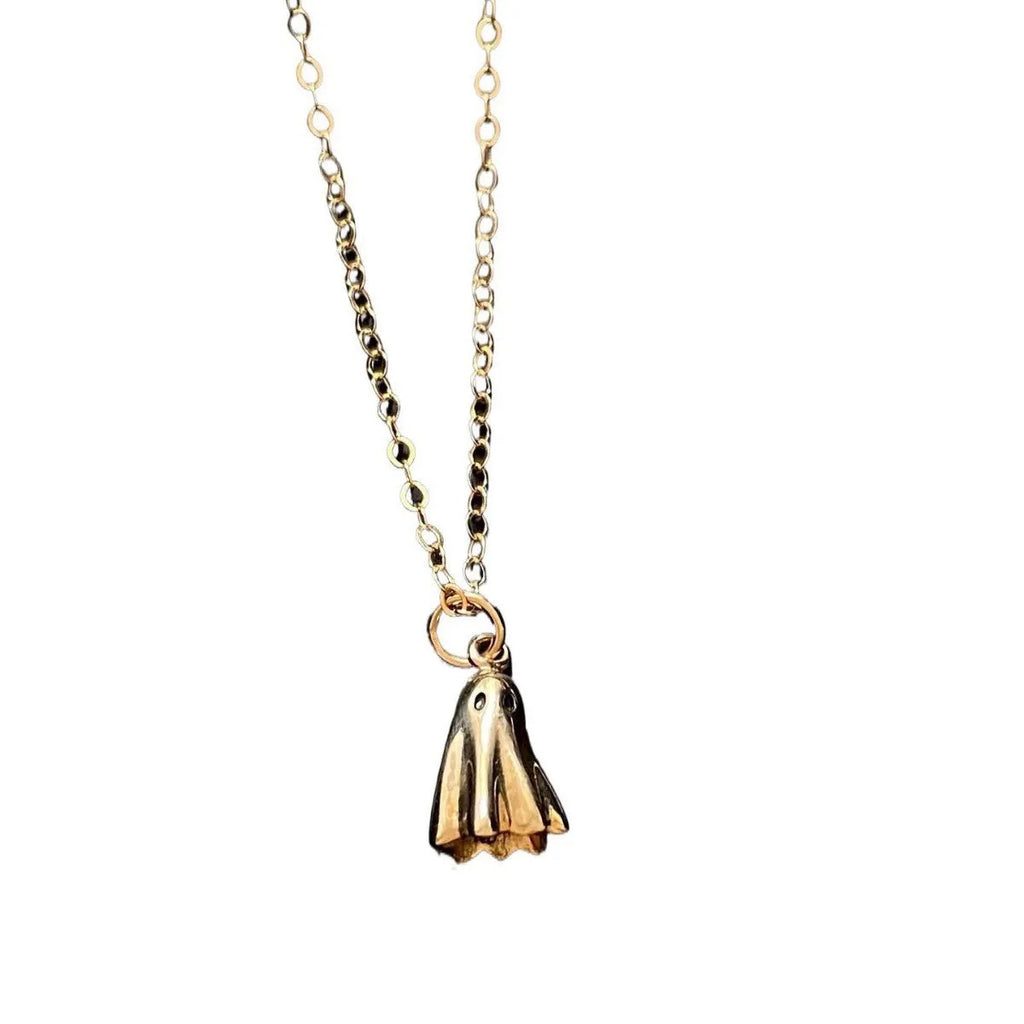 Ghost pendant necklace with titanium steel pendant and stainless steel chain in Cable, Figaro, or Mini Staple style