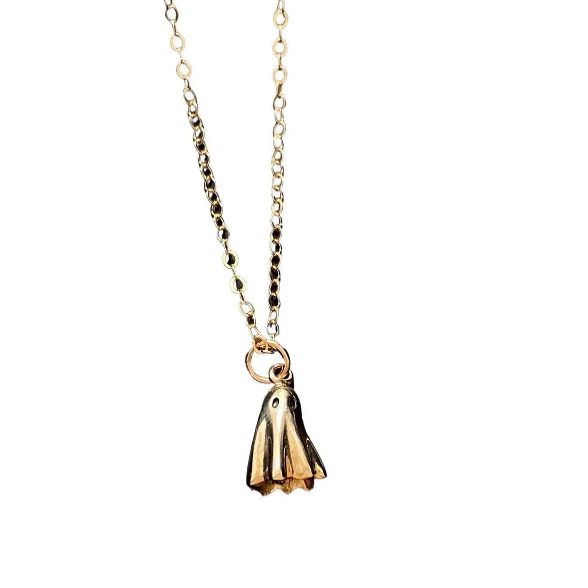 Ghost pendant necklace with titanium steel pendant and stainless steel chain in Cable, Figaro, or Mini Staple style