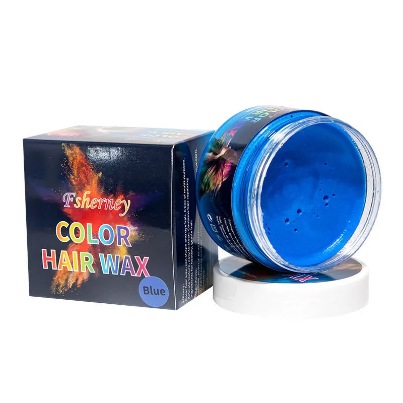 120g hair styling clay pot with nine colour options: white, orange, red, yellow, blue, green, purple, rose red, granny grey