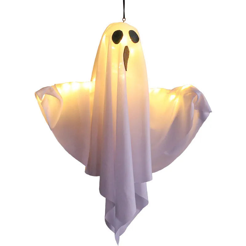 White ghost scream Halloween ambience light with cloth construction and 4.5V electronics