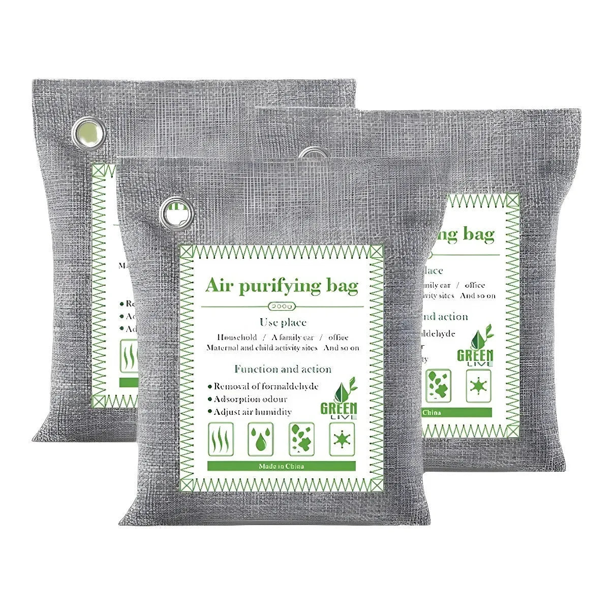 Bamboo charcoal air purification bags in sewing style for formaldehyde removal and odour control