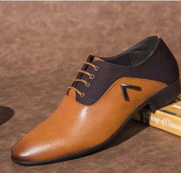 Men's Oxford shoes in black, brown, or yellow with low upper height and rubber sole for business casual wear