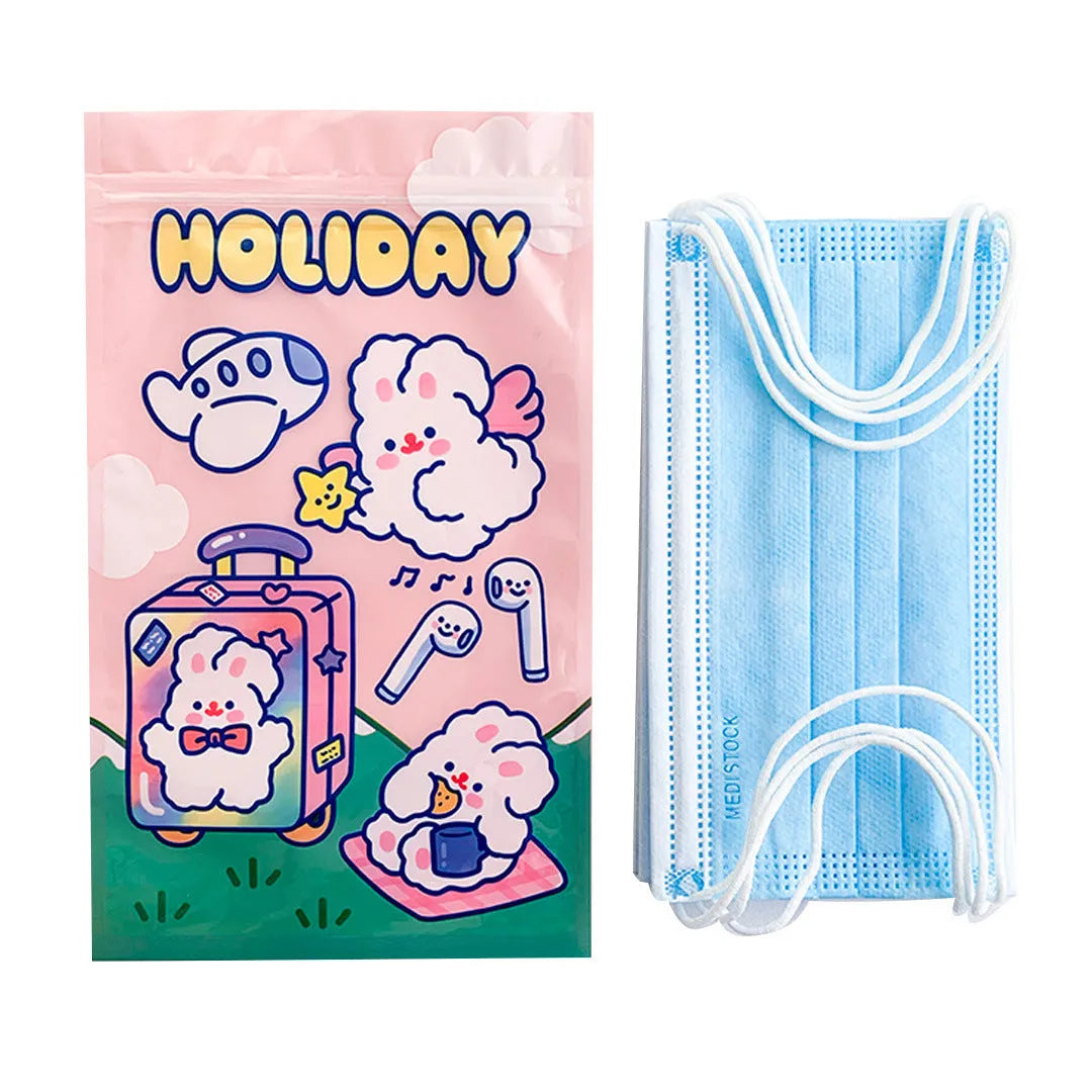 Rabbit-themed sealing pocket packaging bag in rectangular shape with double-layer 8 silk construction