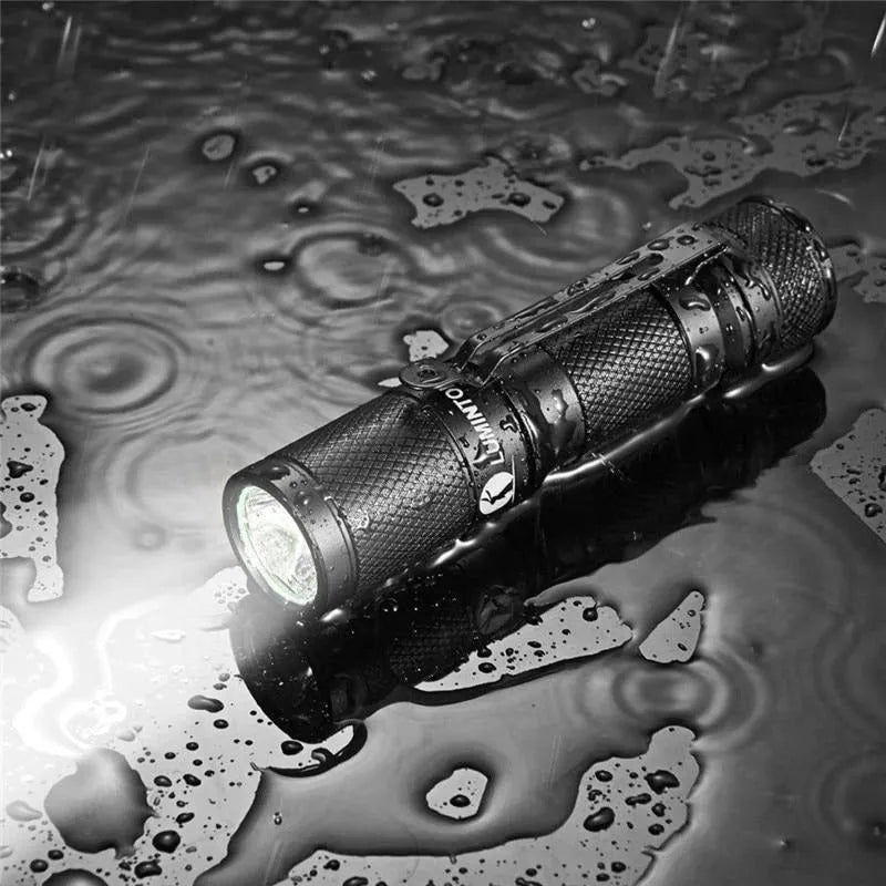 Lumintop Tool AA 2.0 black aluminium keychain flashlight with magnetic tail cap attached