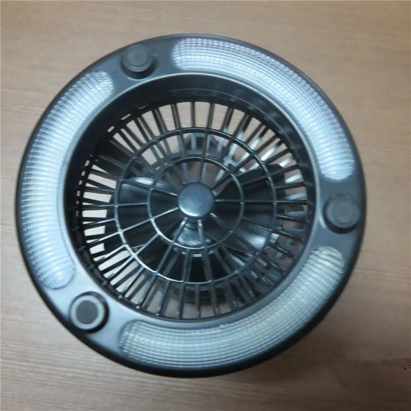 Camp fan lamp 2-in-1 ABS LED tent light and fan, 167 x 184 mm, 2.5 W, top hook, 18 white LEDs
