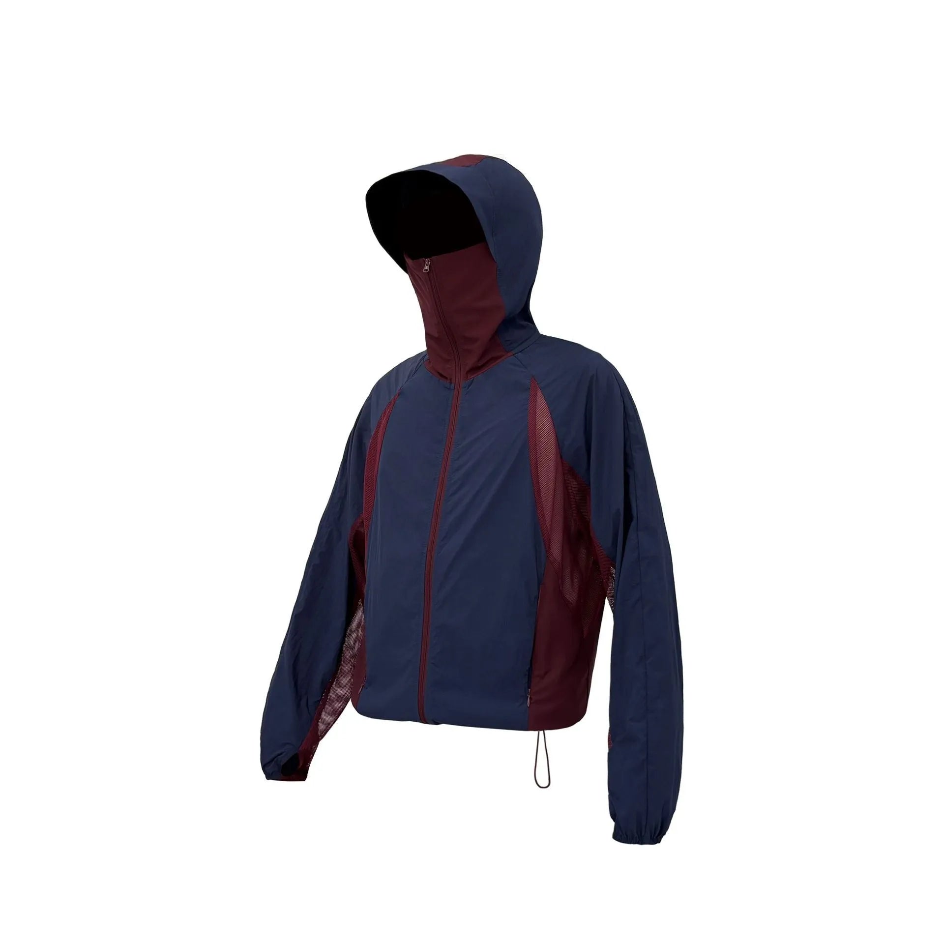 Mesh-stitched nylon sun protective clothes in desert brown, available in sizes M to 2XL.