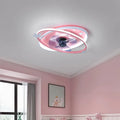Modern simple blue children's bedroom ceiling fan light with acrylic shade and remote control.