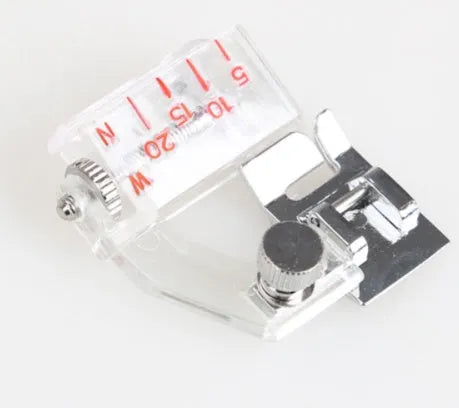 CIASSTHREE plastic and alloy adjustable bias binder presser foot for sewing machines.