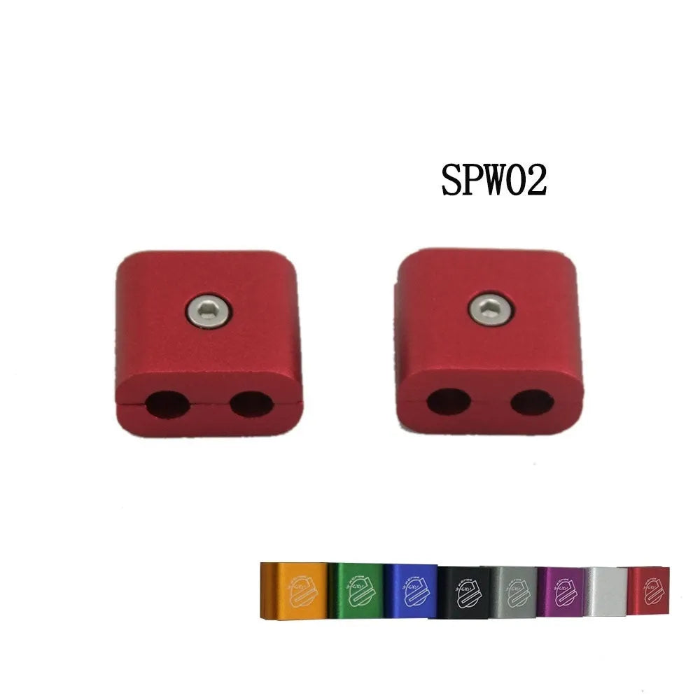 Set of three metal car modification fastening clamps with a fixed sleeve in assorted colours.