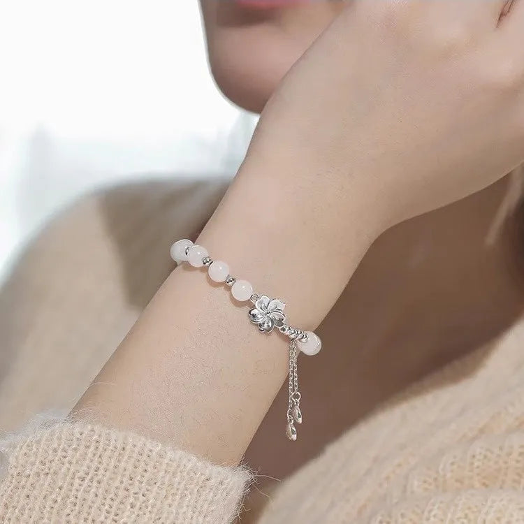 New Chinese style resin couple's bracelet with floral beads including camellia, lotus and peach blossom designs