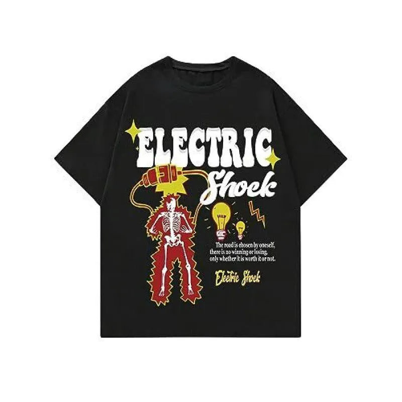 Men's street short-sleeved sports t-shirt with digital printing, pullover style, available in multiple colours and sizes up to 5XL.