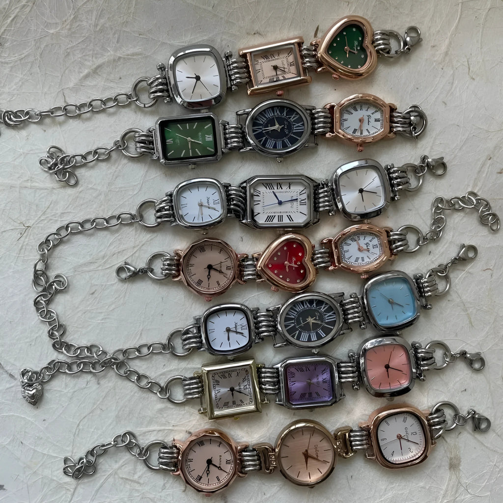 Purple vintage retro punk style men's watch with bracelet strap, one piece pack