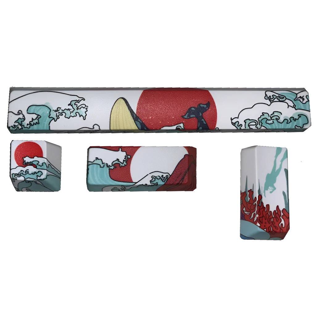 Coral Sea PBT keycaps with five-sided sublimation printing for Xiao Yan mechanical keyboards