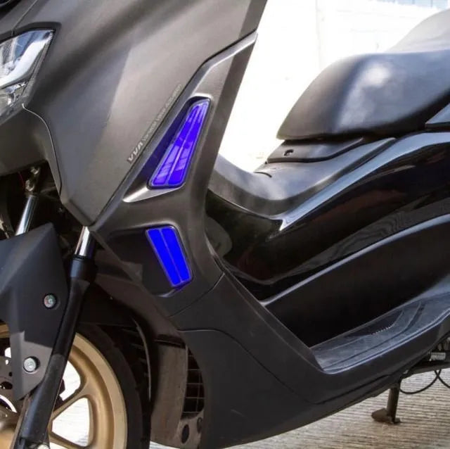 NMAX155 LED turn signal light in blue yellow colour option showing front and side views
