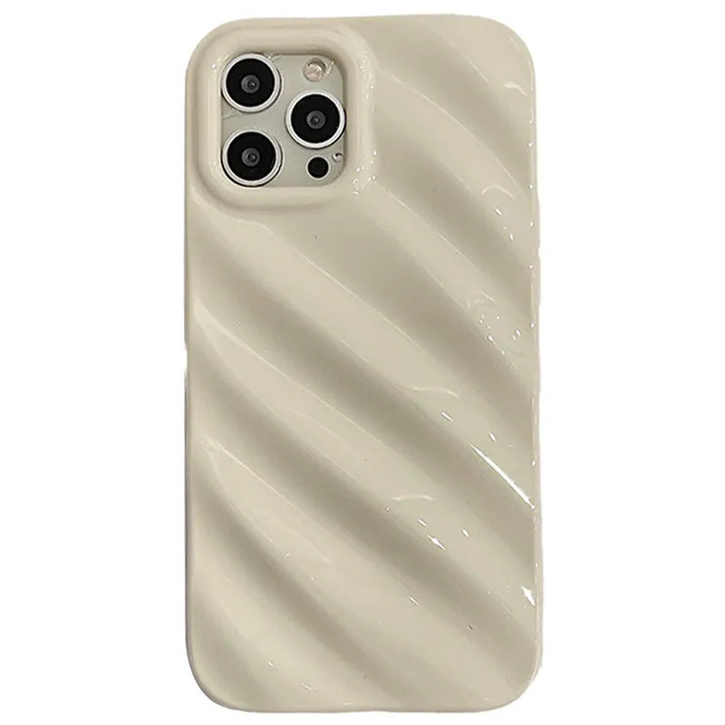 Nordic style pleated silicone iPhone case with laser detailing in silver colour.