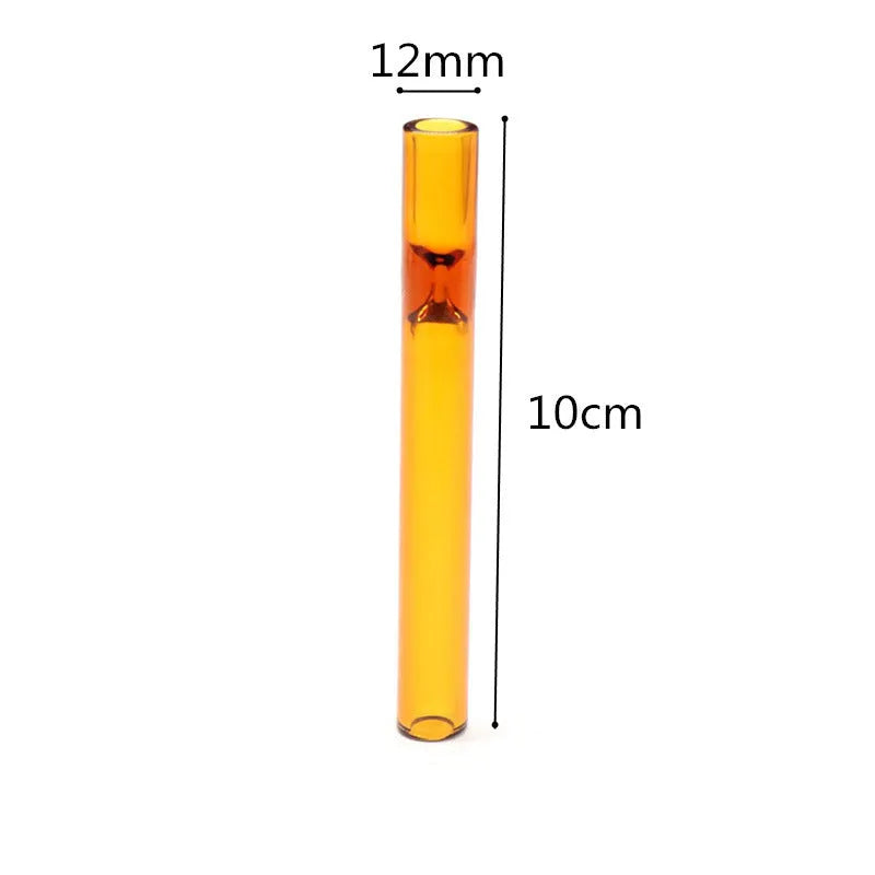 Clear glass telescopic smoking pipe with suction nozzle for water pipes, shown in transparent colour mixing finish