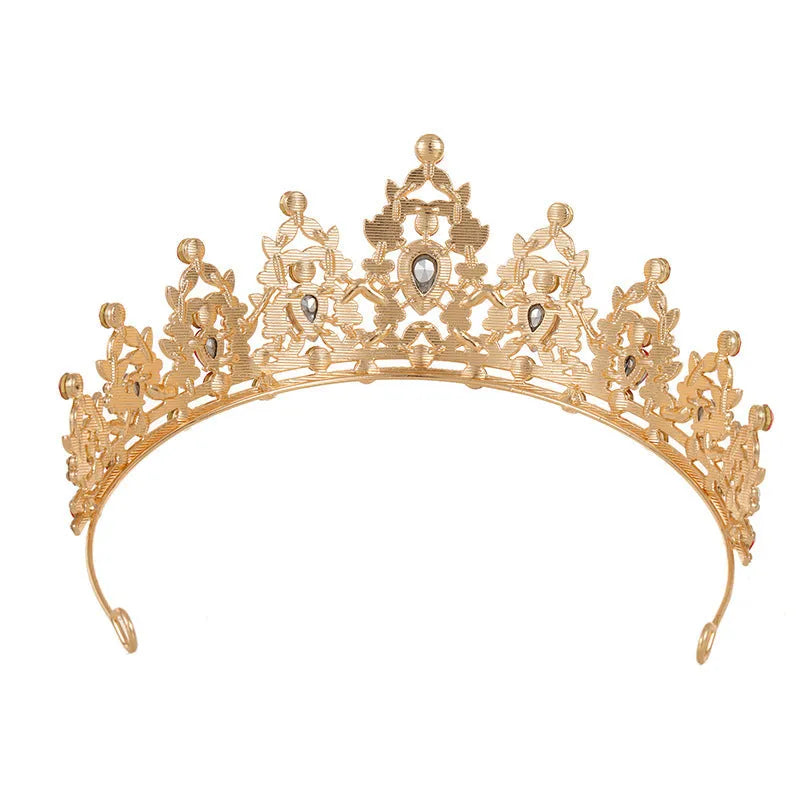 Bride headdress baroque crown rhinestone with diamond treatment, 15cm height, alloy construction in silver colour