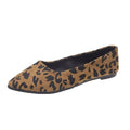 Women's leopard print flat pumps with pointed toe and low heel