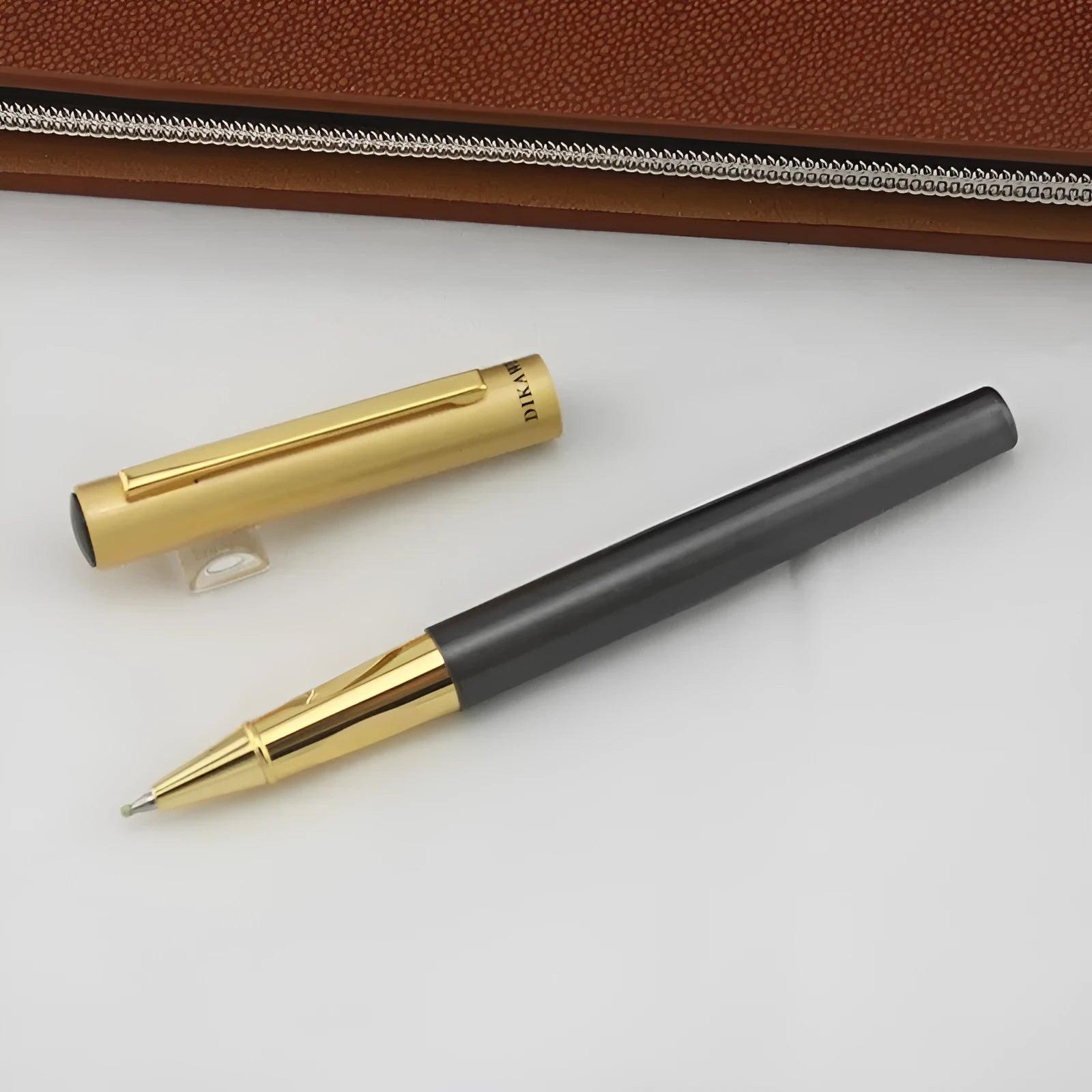 Baozhu metal shell ballpoint pen shown in seven neutral matte colours