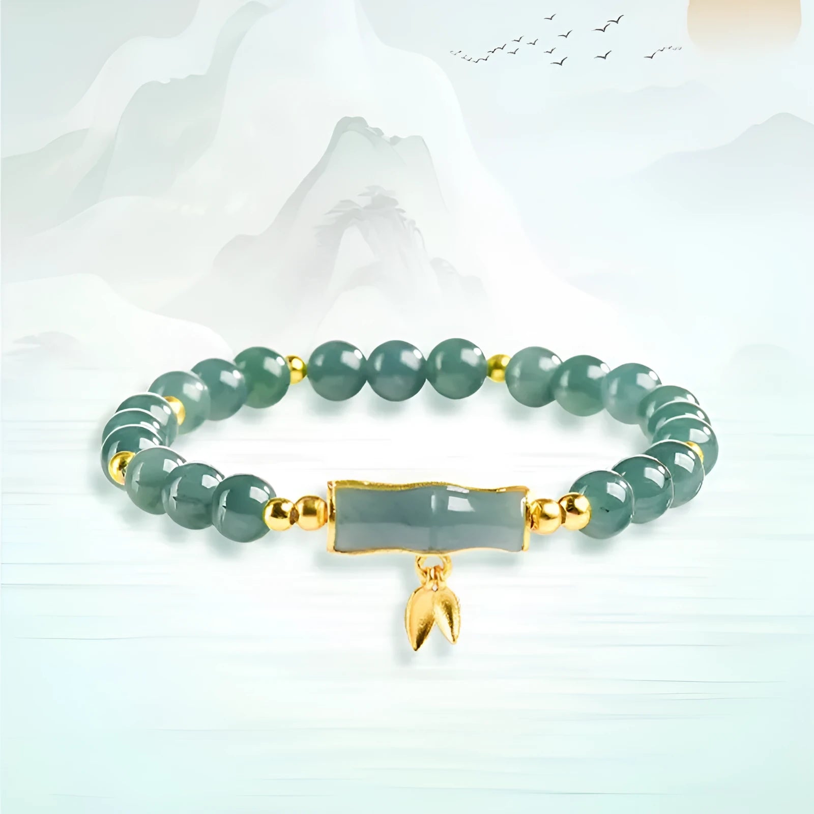 Women's high-rise bracelet made of S925 silver with blue water round beads.