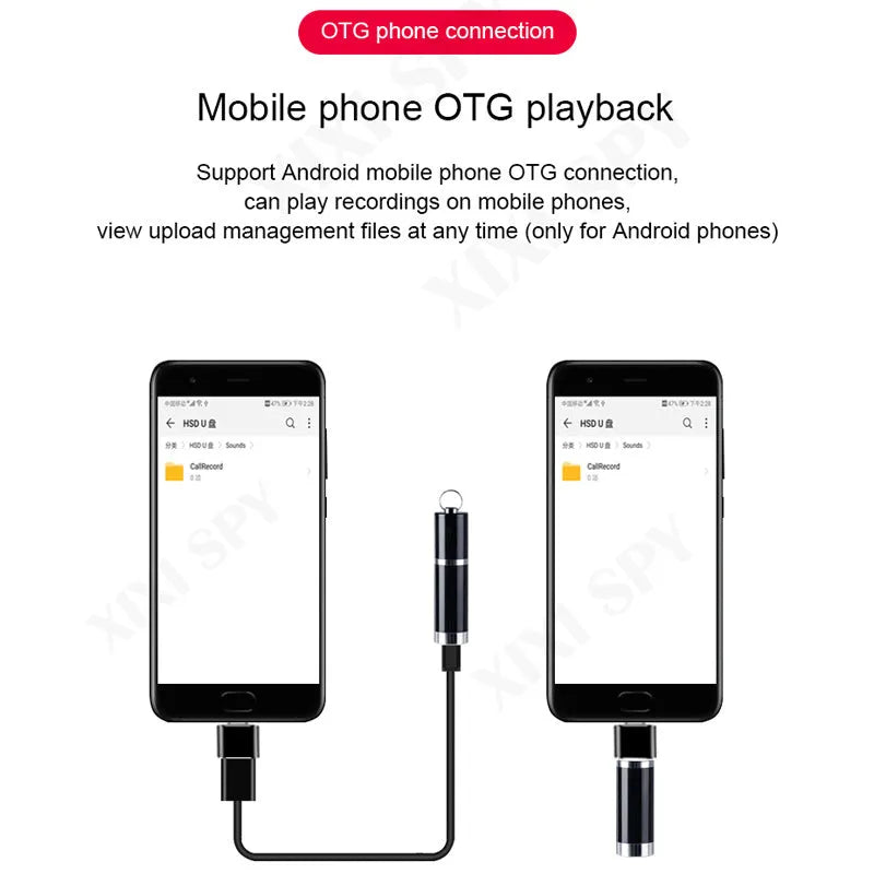Black Amoi A1 metal voice recorder with headset shown alongside capacity options 4GB 8GB 16GB 32GB