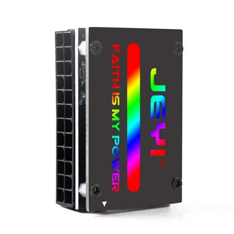 ATX 24Pin 90 degree steering elbow adapter cable with switchable RGB horse running lighting effect