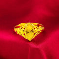 Gold geometric flower ring with textured surface and open adjustable band design