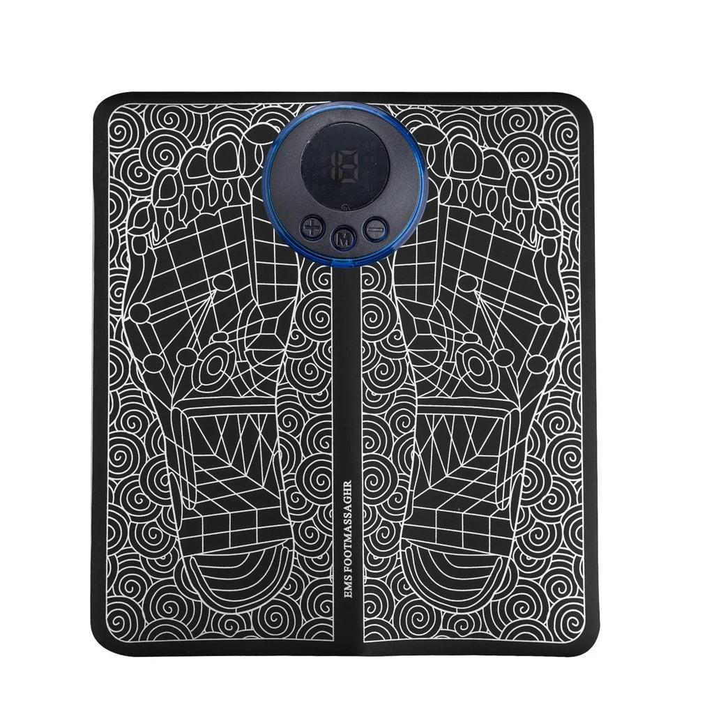 Pulse micro-current foot massage cushion with wireless remote control and leather surface