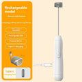 Mini handheld milk frother with stainless steel whisk and USB charging port in black colour option