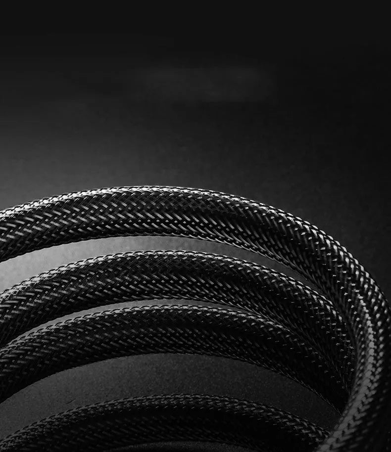 Version 2.0 4K HDMI cable with gold-plated connectors and black PVC jacket showing triple-layer shielding construction