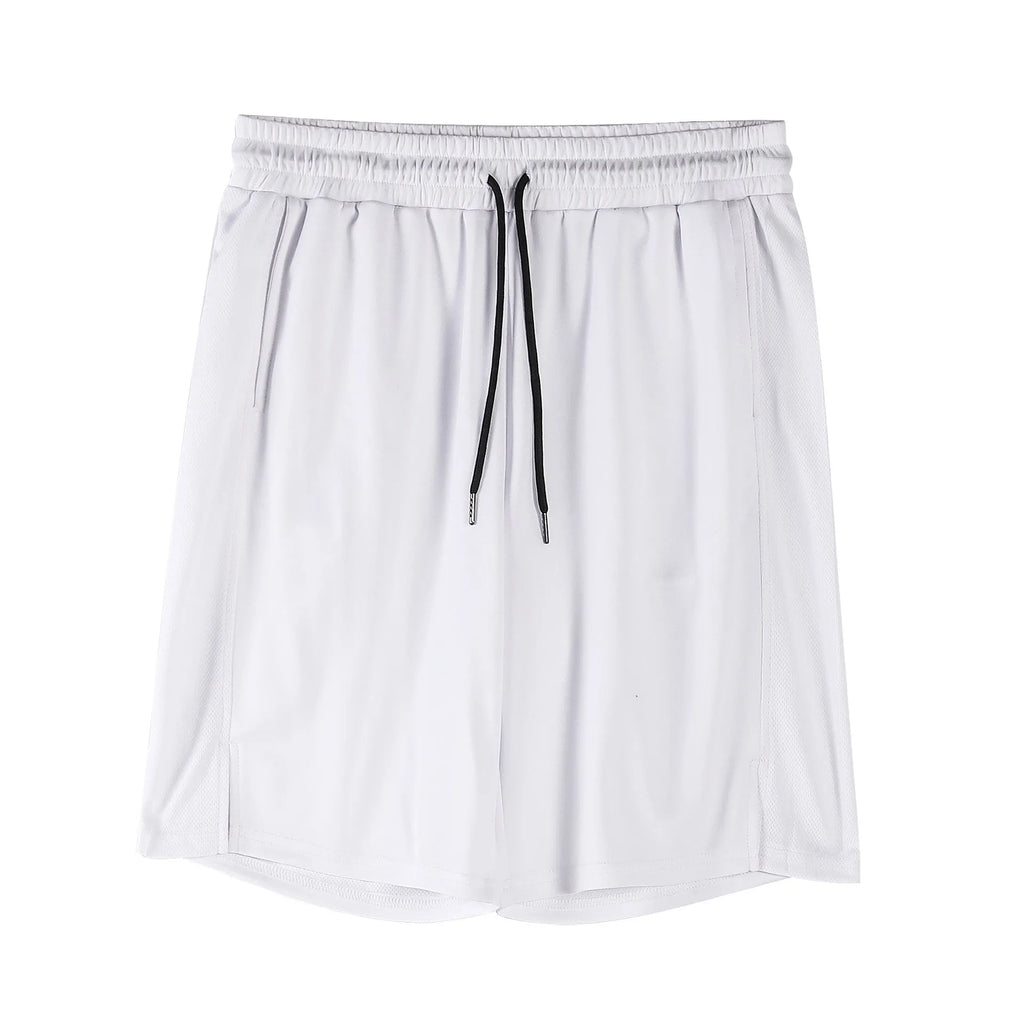 Men's quick-drying mesh shorts in black or white, loose fit for summer fitness