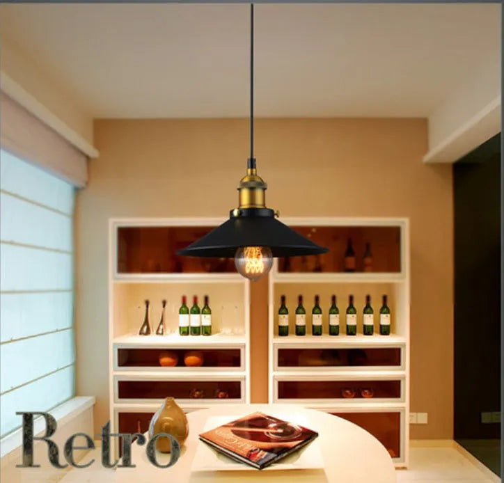 Iron chandelier LED ceiling light in American countryside style, 22cm to 36cm, with push button switch and iron shade