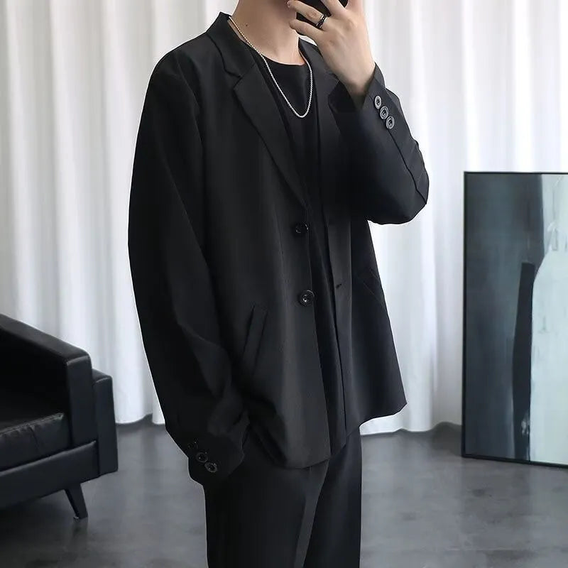 Men's loose corduroy jacket in black, khaki or grey, polyester main fabric, sizes S to 5XL
