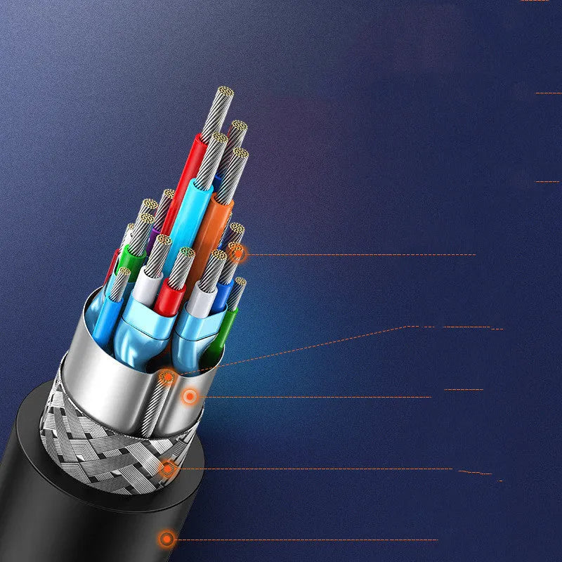 Silver HDMI cable with black connectors in lengths of 1m, 1.5m, 2m, and 3m for laptop to monitor connection.