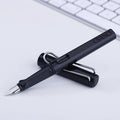 0.5mm ink sac pen with plastic body in six colours showing steel nib and refillable ink bag system