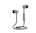 Black wireless sports Bluetooth headset with neckband design and magnetic in-ear earpieces