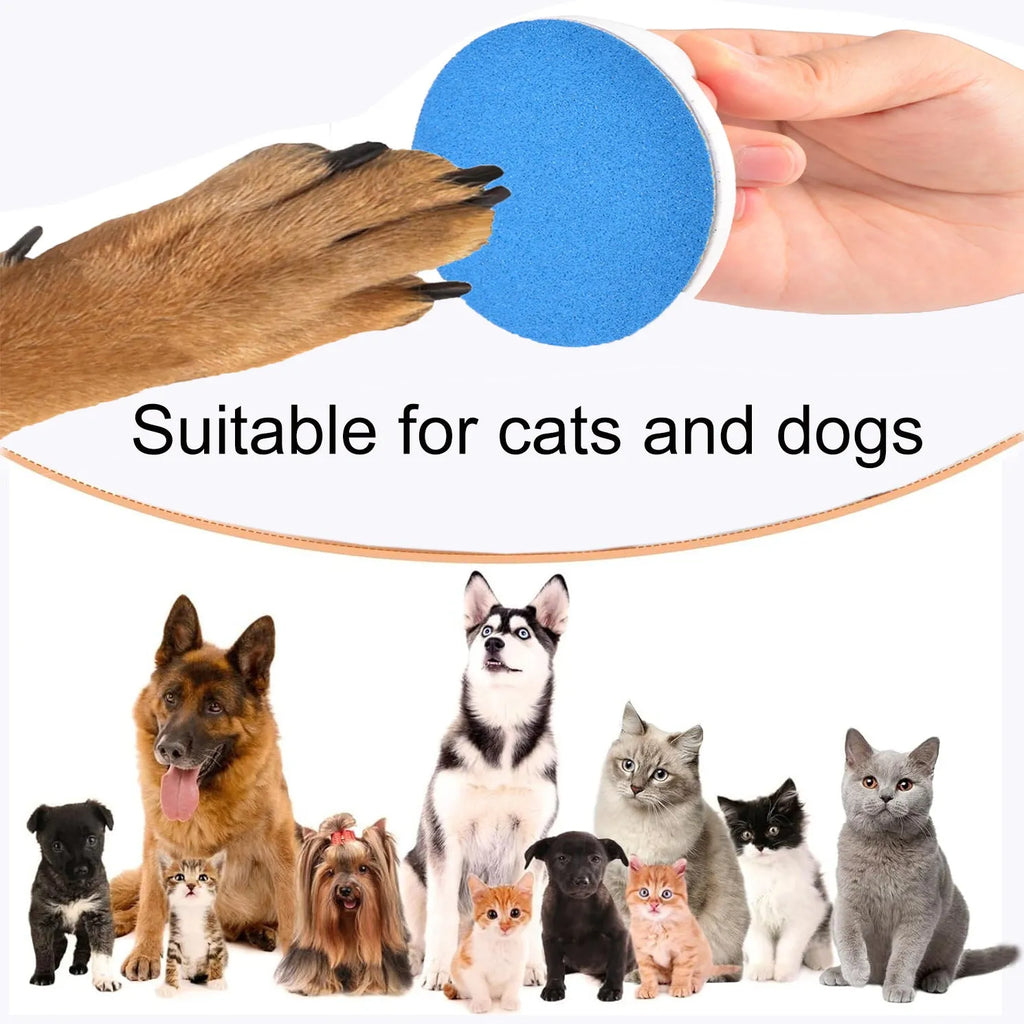 Dog nail scratch board in black, blue, green, or yellow with ergonomic handle and sandpaper