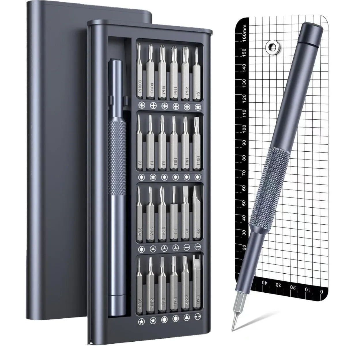 25-in-one screwdriver set with magnetic chrome vanadium steel bits, 110mm length, ABS handle