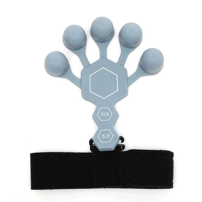 Silicone 5-finger hand rehabilitation trainer for adults in black or grey colour