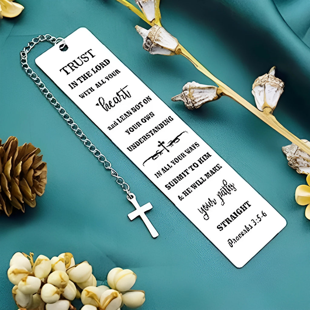 Stainless steel Bible verse bookmark with European style design in CFS5170 steel colour