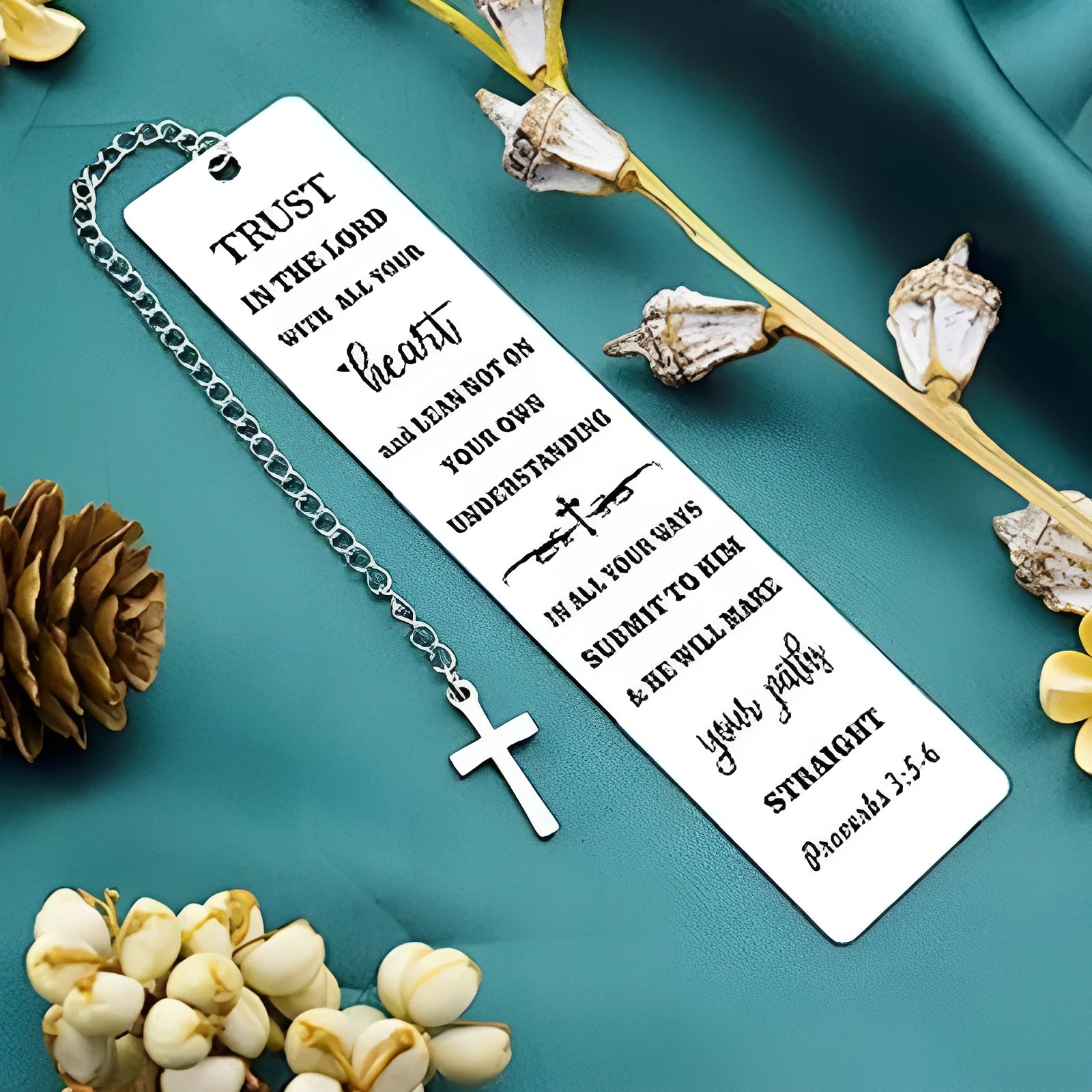 Stainless steel Bible verse bookmark with European style design in CFS5170 steel colour