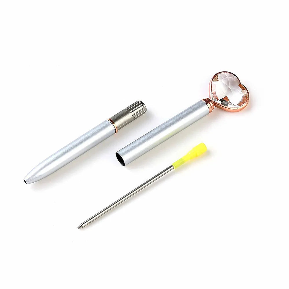 Golden Love Ball Crystal Diamond Metal Pen on a white background.
