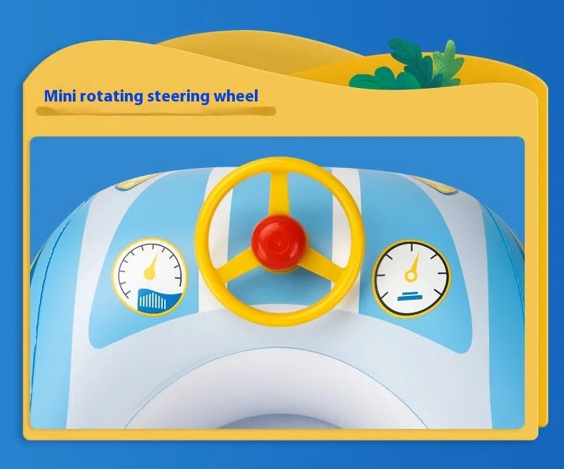 Pink cartoon sports car inflatable swimming ring for children's swimming and wading