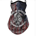 Lycra full face and neck sun mask showing printed design variations