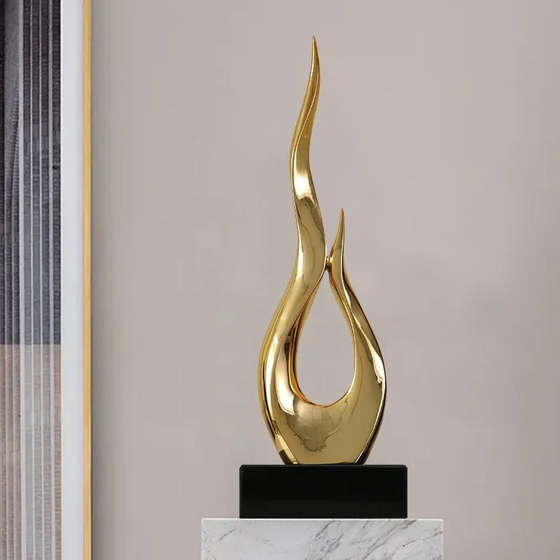 Resin festival decoration ornament with half-handmade construction in bright gold finish