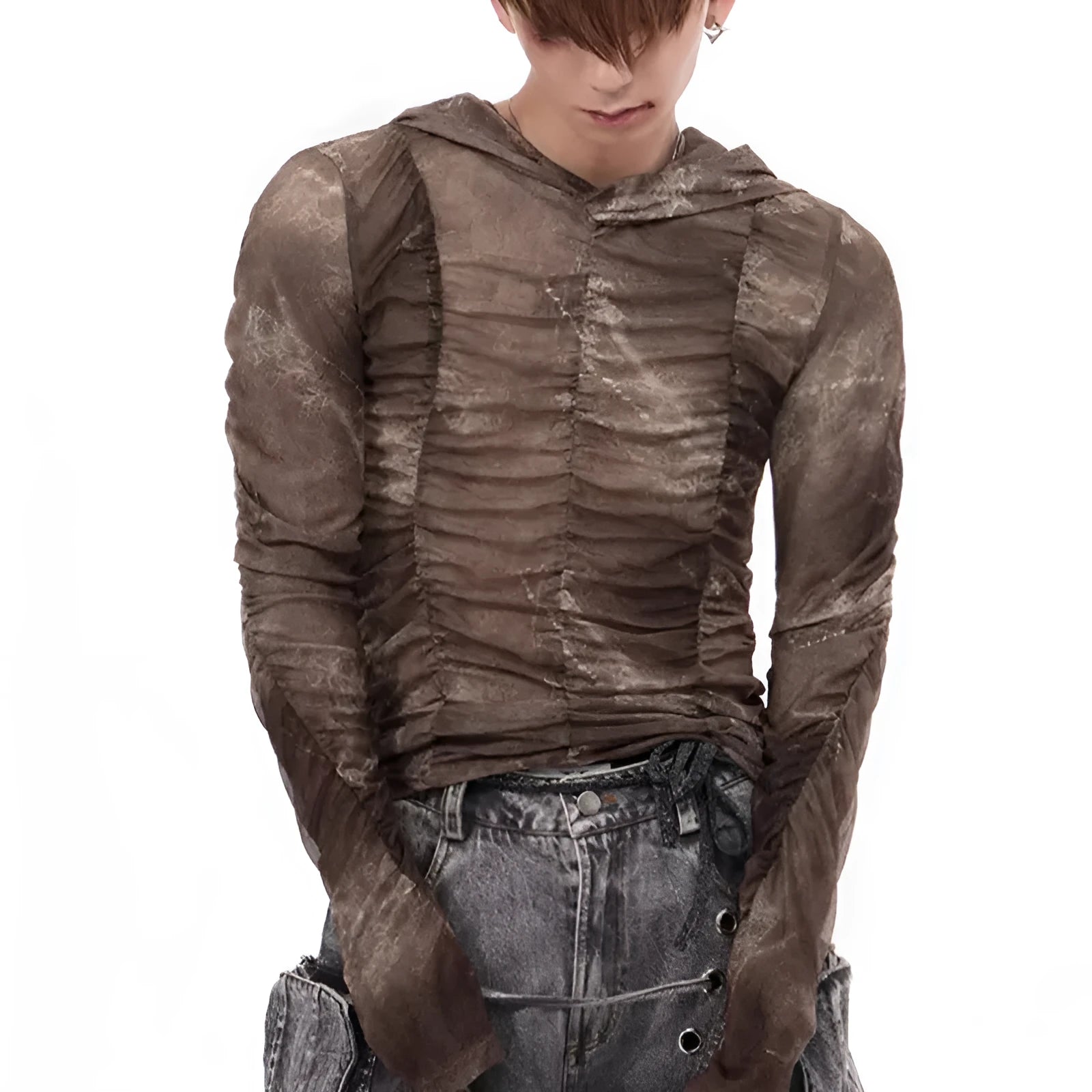 Boys lightweight ice silk bottoming shirt for printing pleating inner wear sets in picture colour.