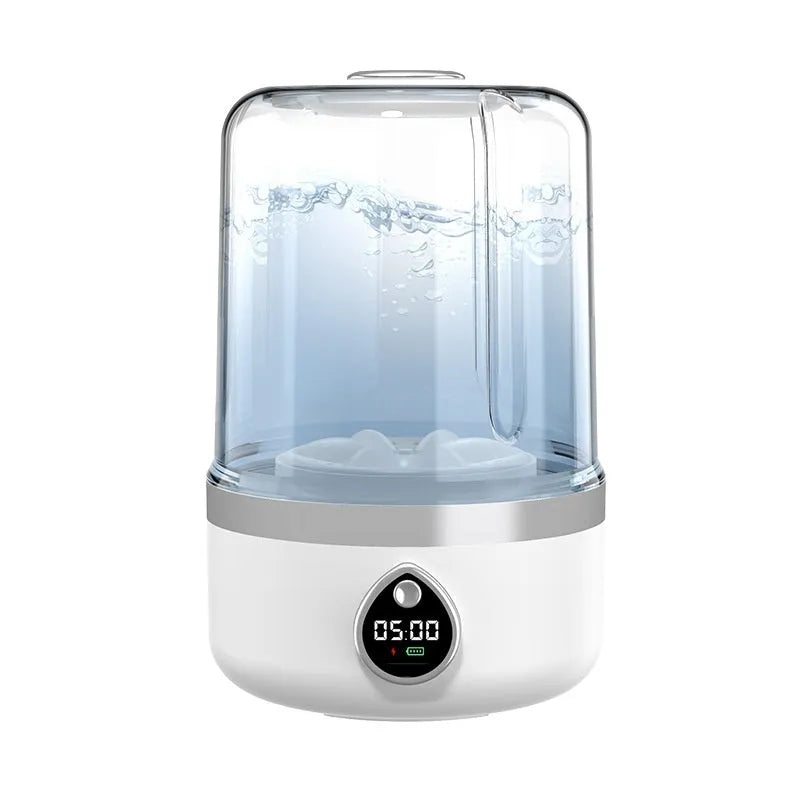 White portable USB-powered mini washing machine with 13.5cm width and waterproof storage function