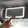 Universal car sun visor LED cosmetic mirror with dimming, showing 24cm by 11.5cm size.